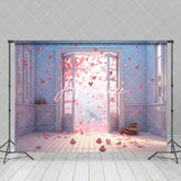 Aperturee - Aperturee White Wall Romantic Pink Hearts Door Photo Backdrop